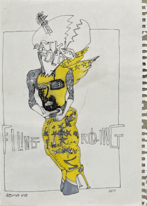 דמות סוריאליסטית בצהוב